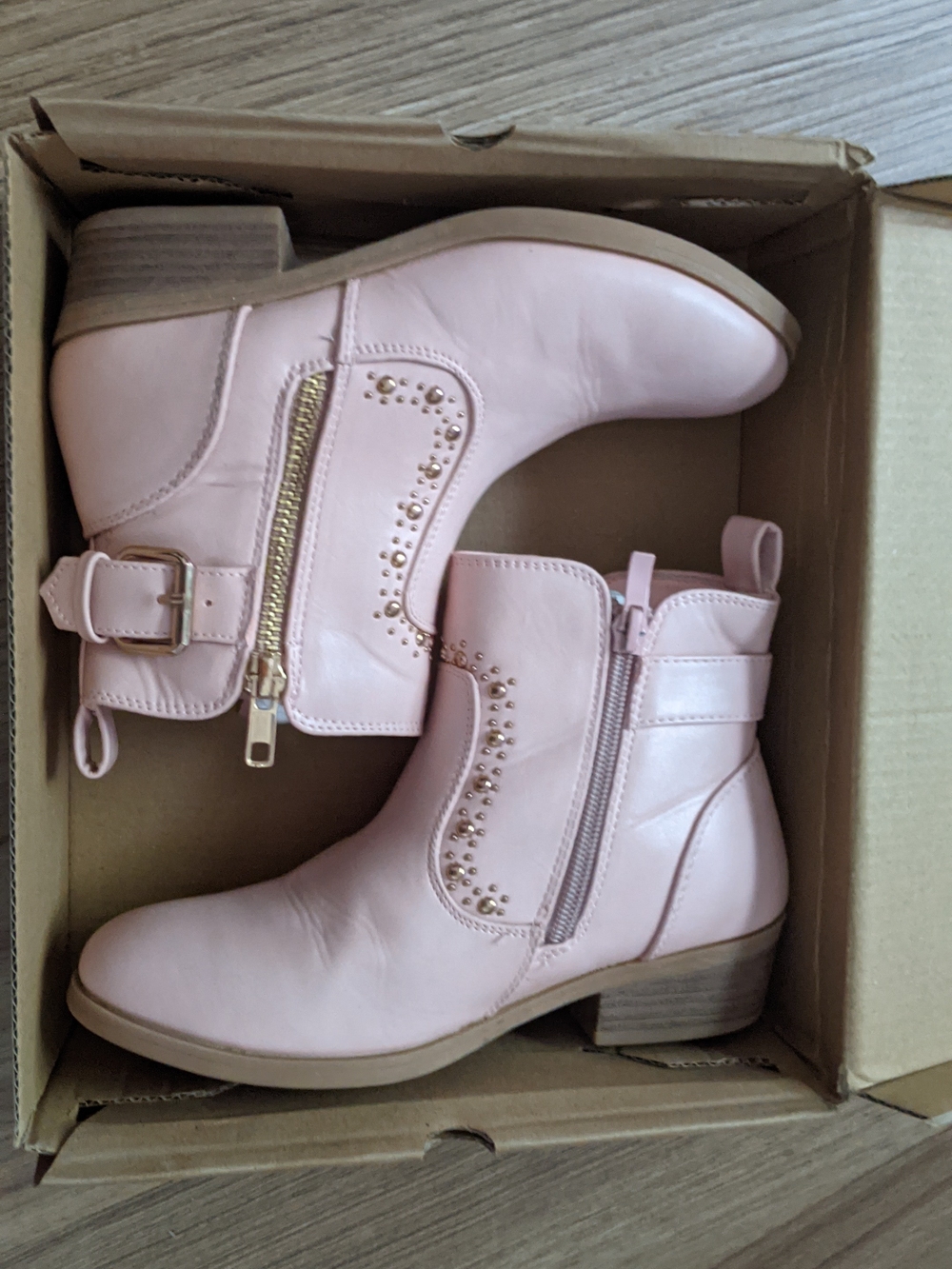 Girl's Pink Studded Ankle Boots